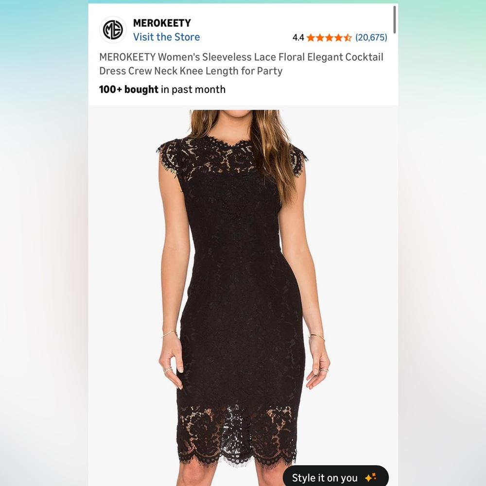 Women's Black Lace Cocktail Dress